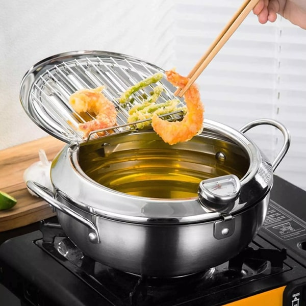 CrispMaster - Stainless Steel Deep Fryer with Drying Rack Precision Temperature Control for Perfectly Crispy Results | Removable Basket and Integrated Drying Rack for Healthier