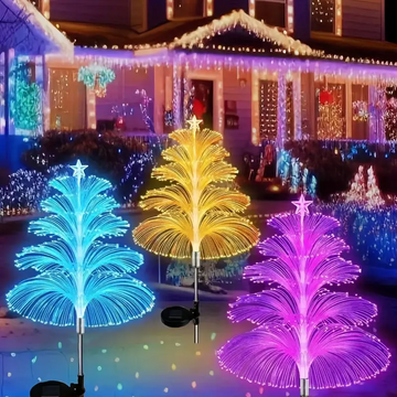 Solar Fountain Light with Christmas Tree Design and Star Top