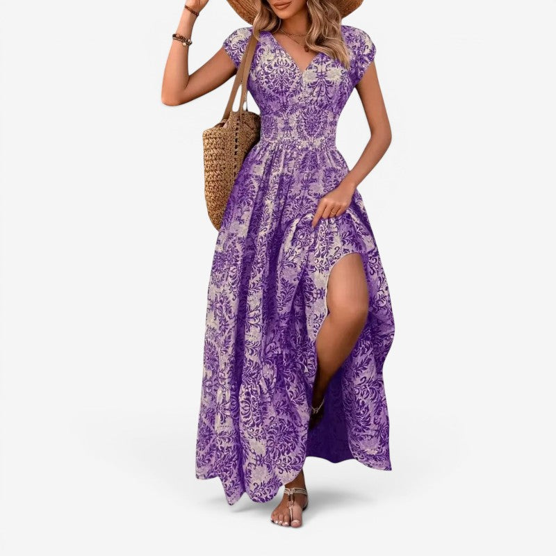 Women’s Sleeveless V-Neck Patterned Maxi Dress