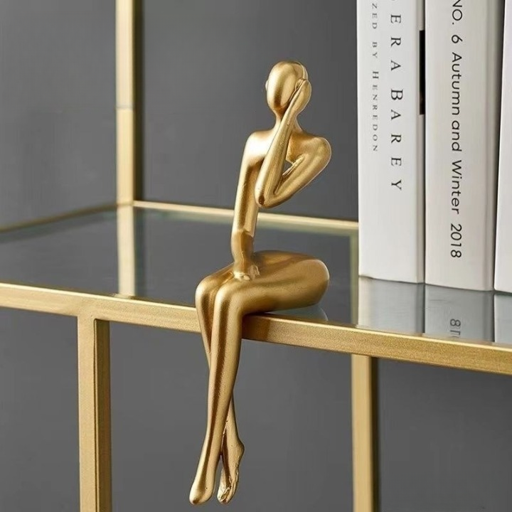 AurumEssence - Stylish Gold Abstract Bookshelf Figurines