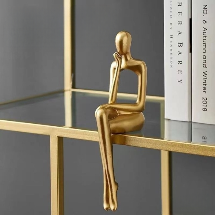 AurumEssence - Stylish Gold Abstract Bookshelf Figurines