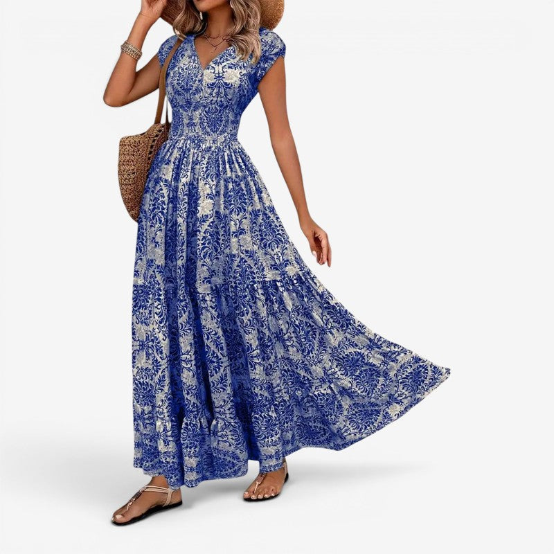 Women’s Sleeveless V-Neck Patterned Maxi Dress