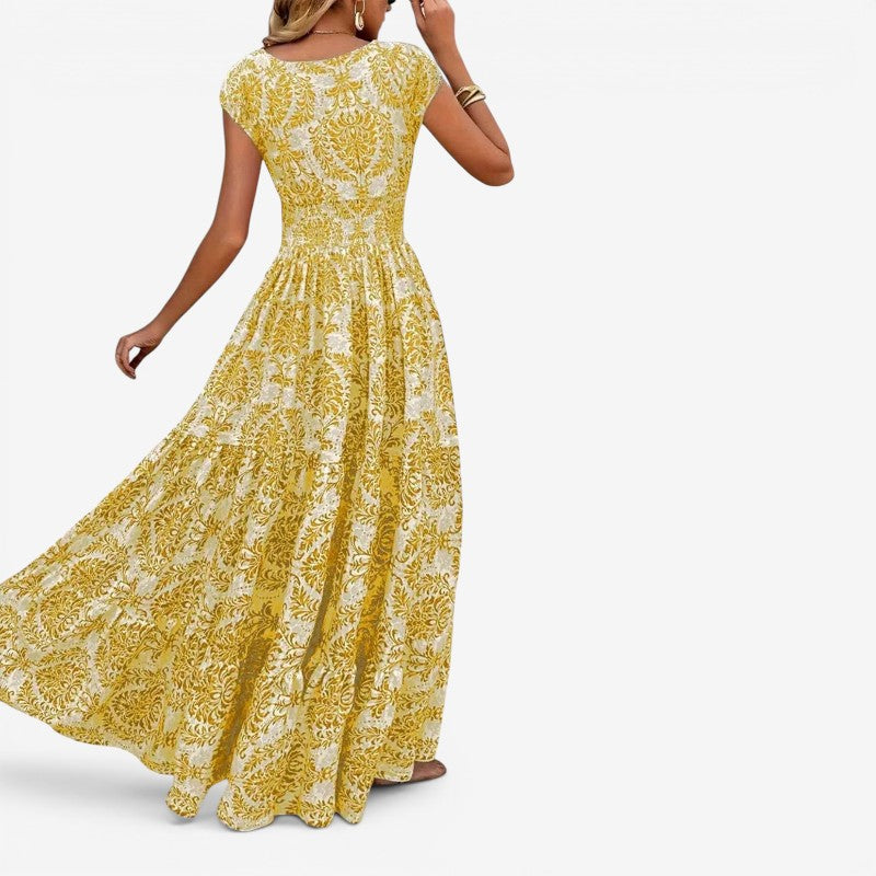 Women’s Sleeveless V-Neck Patterned Maxi Dress