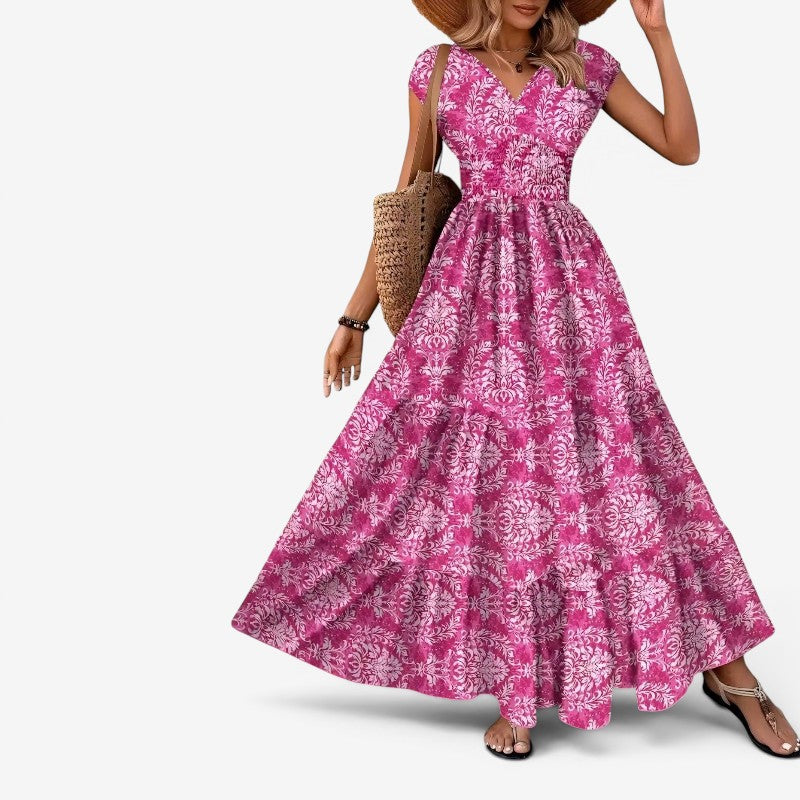 Women’s Sleeveless V-Neck Patterned Maxi Dress