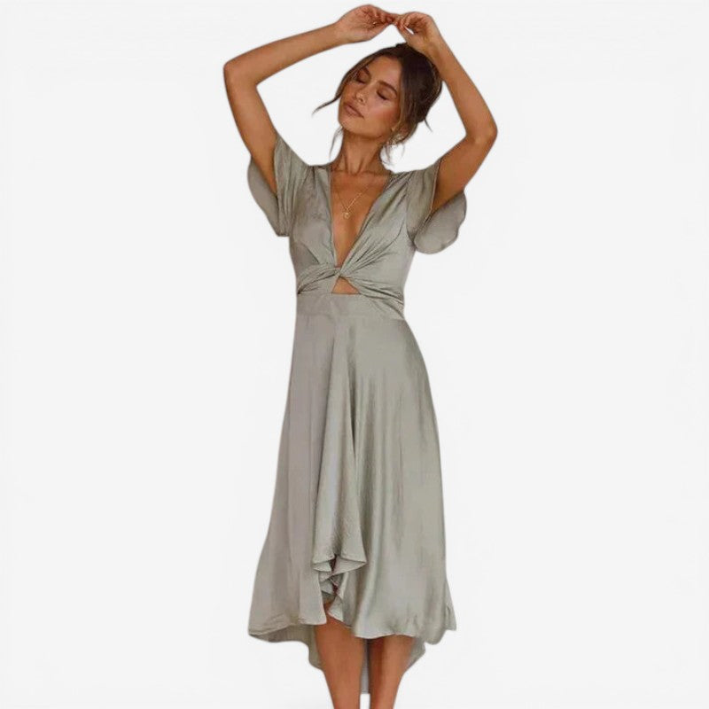 V-Neck Ruffle Maxi Dress