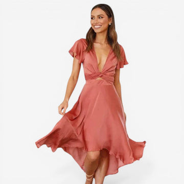 V-Neck Ruffle Maxi Dress