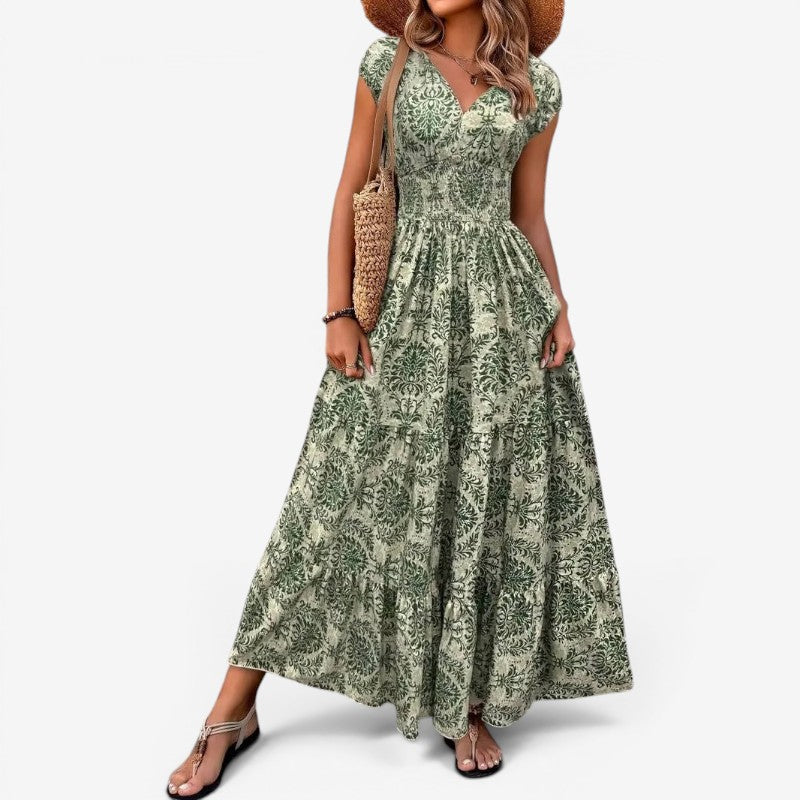Women’s Sleeveless V-Neck Patterned Maxi Dress