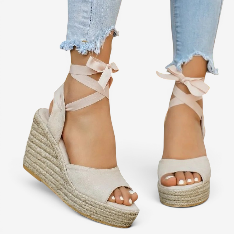 Women's Stylish Open Toe Ribbon Wrap Sandals