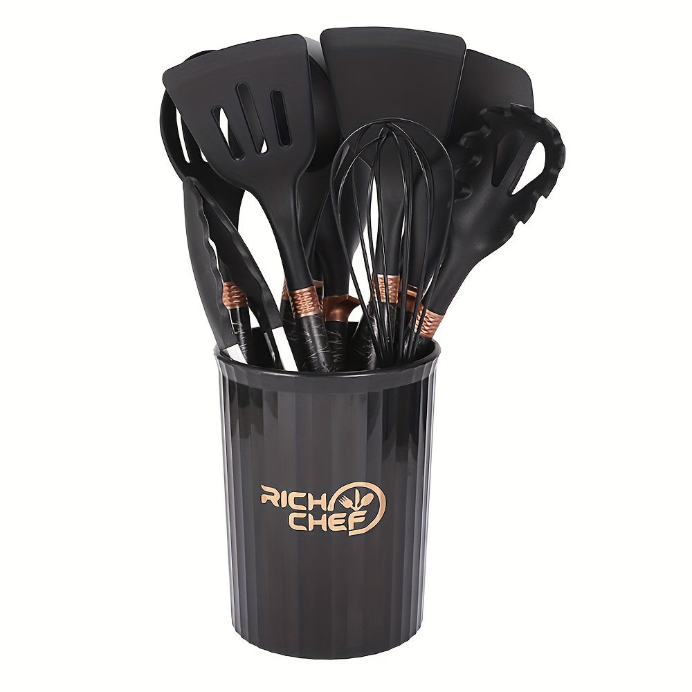 LuxeChef - Elegant Kitchen Utensil Set Premium-Quality, Heat-Resistant Tools with Ergonomic Handles | Non-Scratch Design Safe for All Cookware