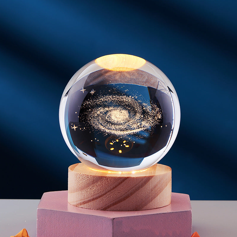 Luminous 3D - Luminous 3D Crystal Sphere Night Lamp 3D Laser-Engraved Crystal Design with Mesmerizing Glow | Adjustable Color-Changing LED Lighting for Cozy Ambiance | Energy-Efficient Nightlight for Bedroom, Living Space or Office