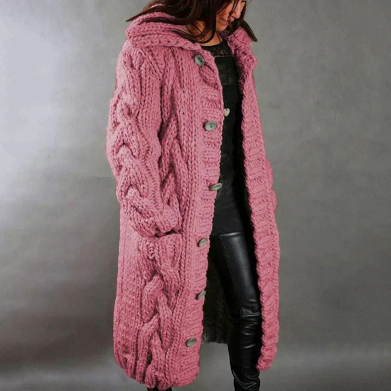 Women's Stylish Hooded Button Coat