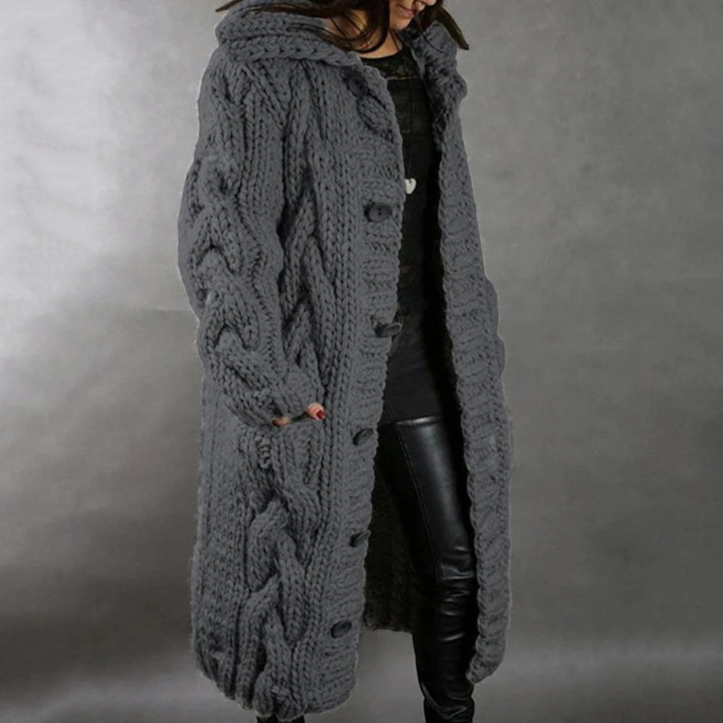 Women's Stylish Hooded Button Coat