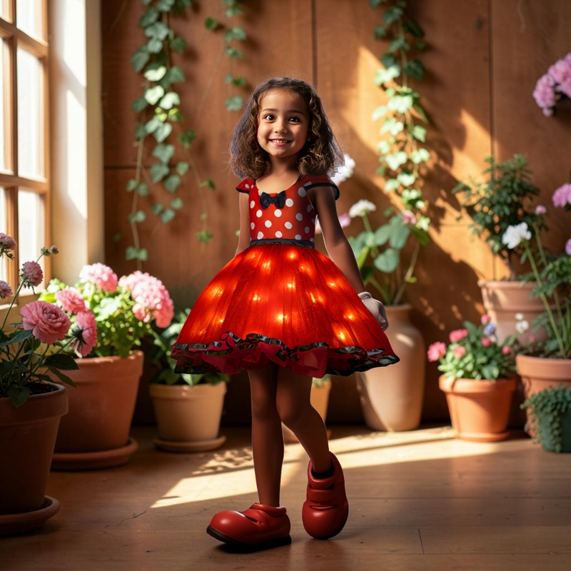 Girls' Light-Up Polka Dot Mouse Costume Dress