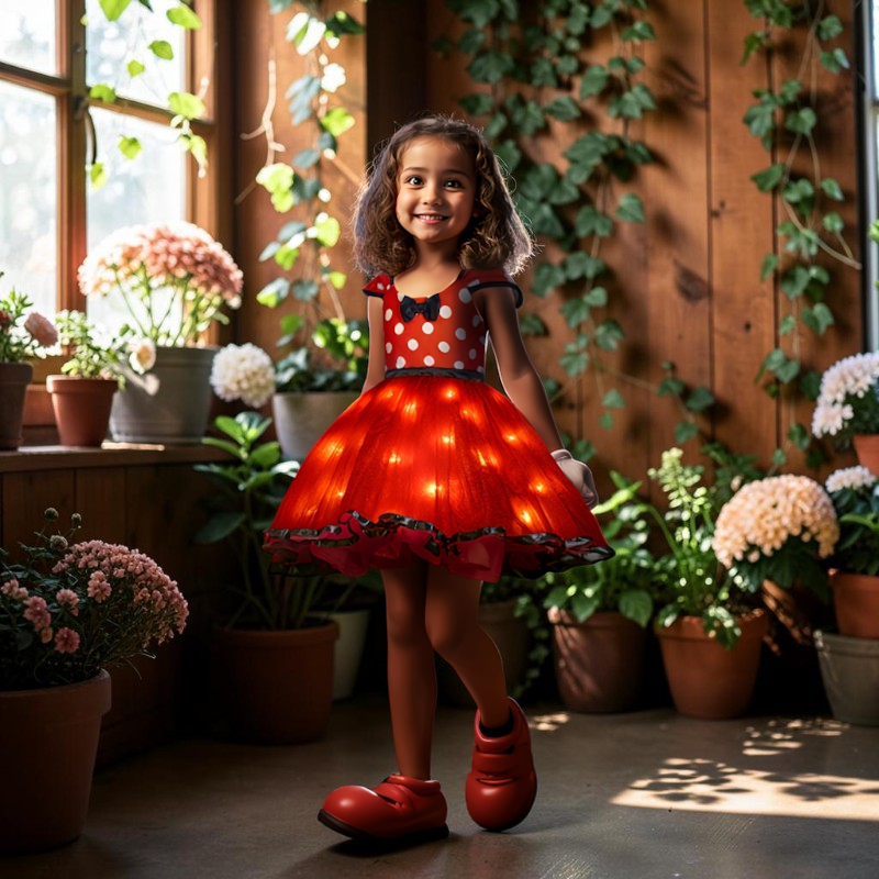 Girls' Light-Up Polka Dot Mouse Costume Dress