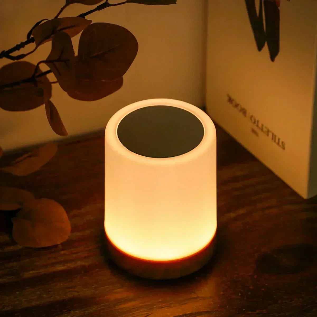 LumiNest - Modern Bedside Table Lamp Wood Base with Simple Elegance | Soft Even Light from Cylindrical White Shade | Warm Natural Accent for Modern or Classic Decor | Ideal for Nightstand, Desk or Reading Nook