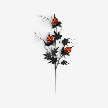 Spooky Black Pumpkin Branch Decoration
