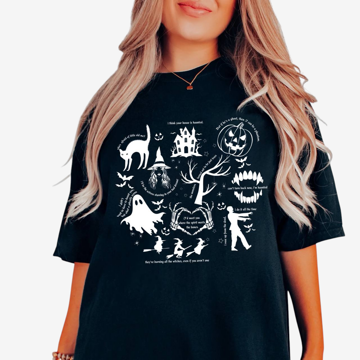 Bella - Kísérteties Halloween-mintás póló