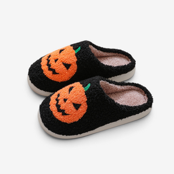 Cozy Pumpkin Design Slippers for Halloween
