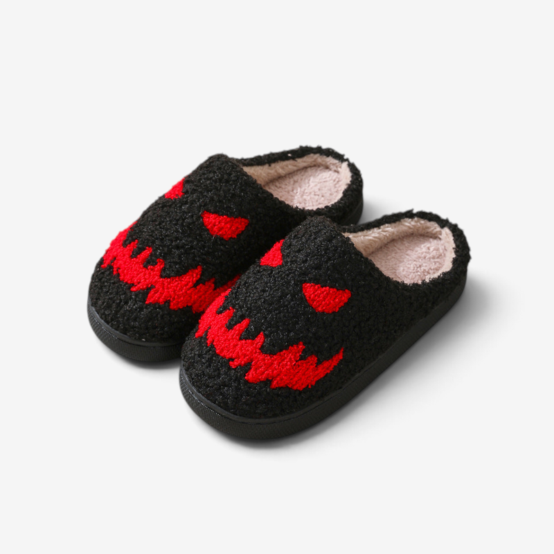 Skull Pattern Halloween Slippers with Cozy Lining