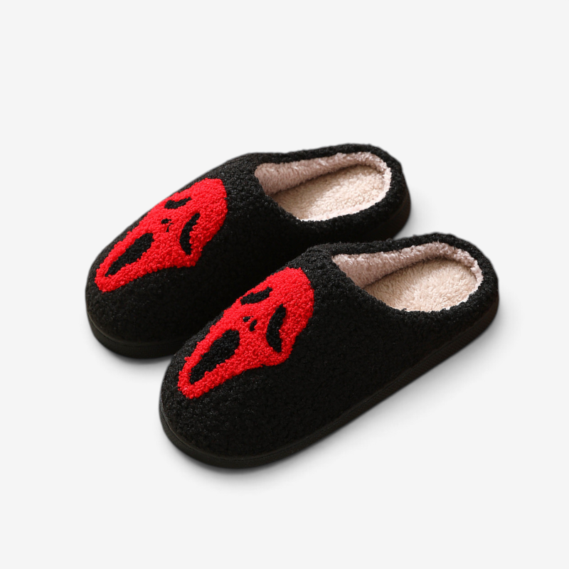 Skull Pattern Halloween Slippers with Cozy Lining