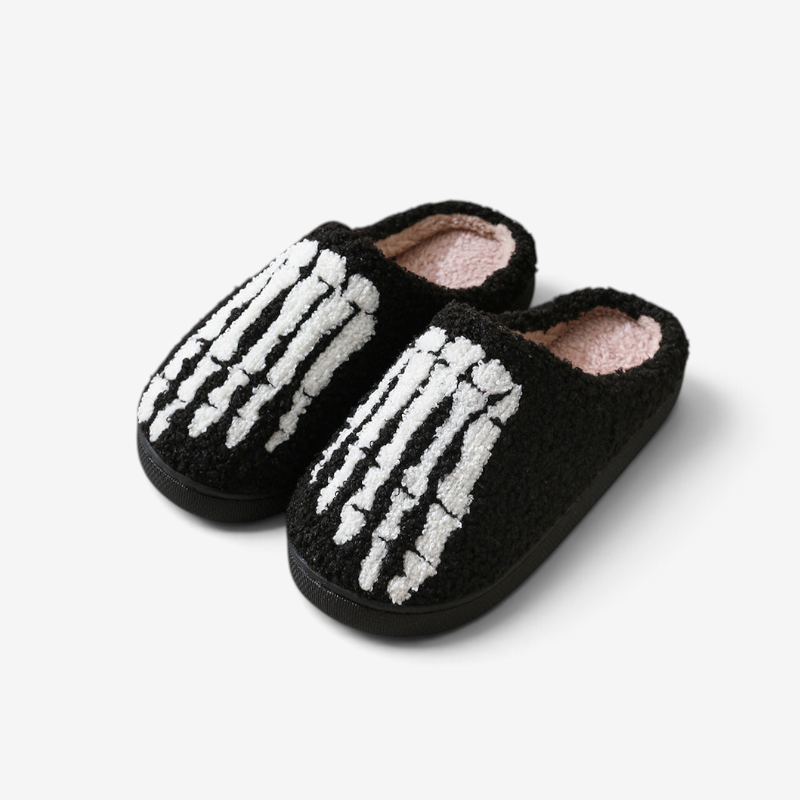 Skull Pattern Halloween Slippers with Cozy Lining