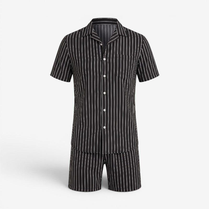 Men's Stylish Striped Shirt & Shorts Set