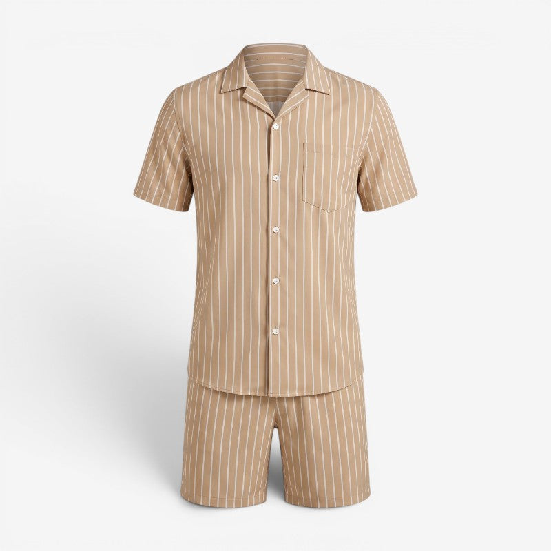 Men's Stylish Striped Shirt & Shorts Set
