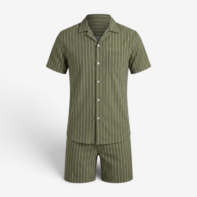 Men's Stylish Striped Shirt & Shorts Set