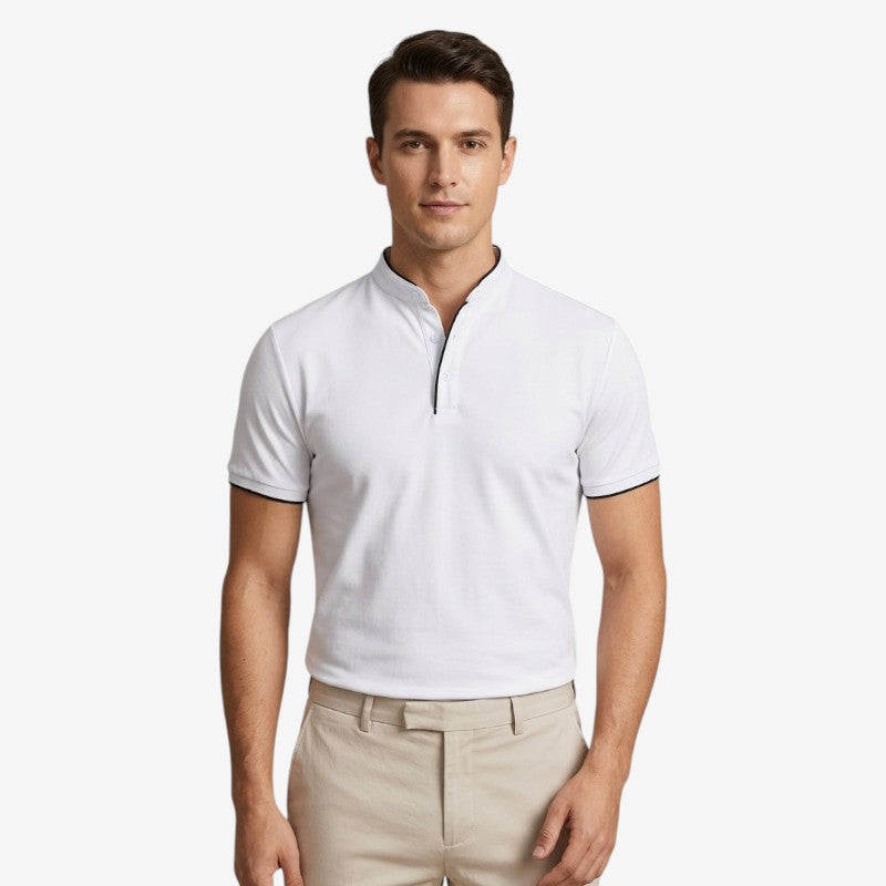 Men's Premium Short Sleeve Polo with Stand Collar