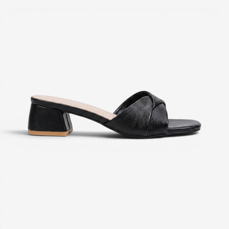 Women's Square Heel Open Toe Sandals with Smooth Finish
