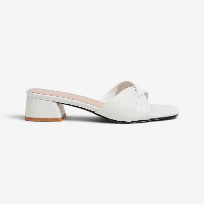 Women's Square Heel Open Toe Sandals with Smooth Finish
