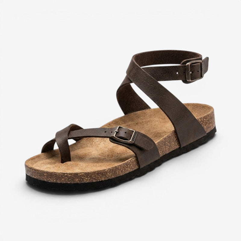 Women's Flat Sandals with Toe Strap and Adjustable Buckle