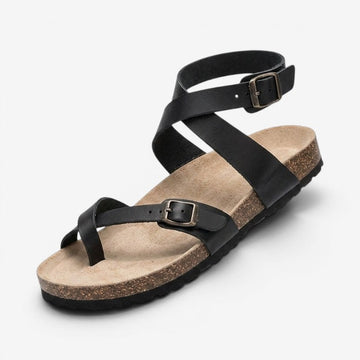 Women's Flat Sandals with Toe Strap and Adjustable Buckle