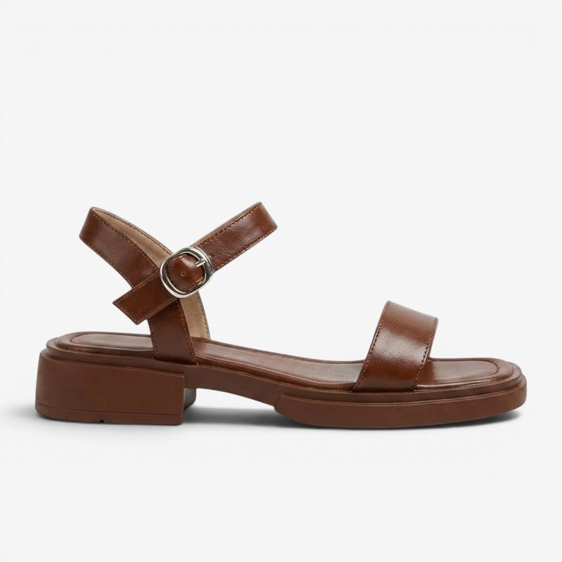 Stylish Low Heeled Sandals with Ankle Strap