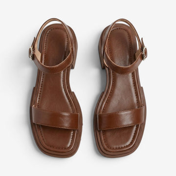 Women's Round Toe Low Heel Sandals with Adjustable Buckle
