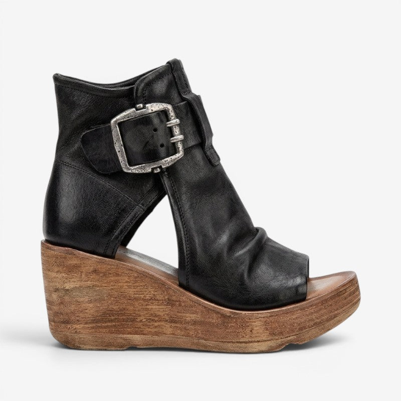 Women's Peep Toe Platform Sandals with Adjustable Buckle