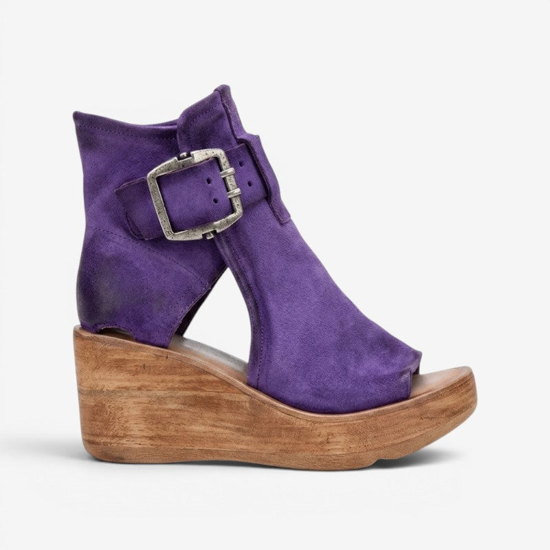Women's Peep Toe Platform Sandals with Adjustable Buckle