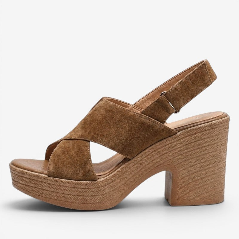 Block Heel Cross Strap Sandals