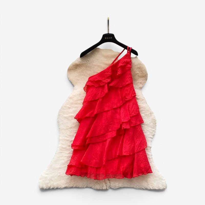Asymmetrical One-Shoulder Mini Dress