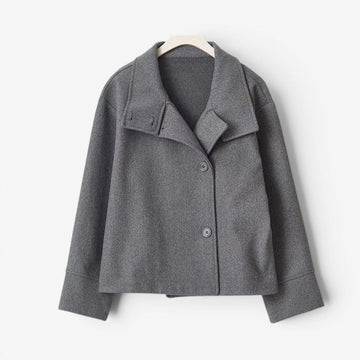 Womens Button Front Stand Collar Coat