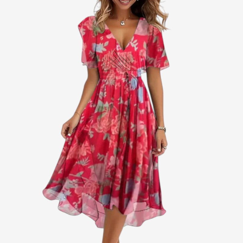 Women's V-Neck Printed Dress