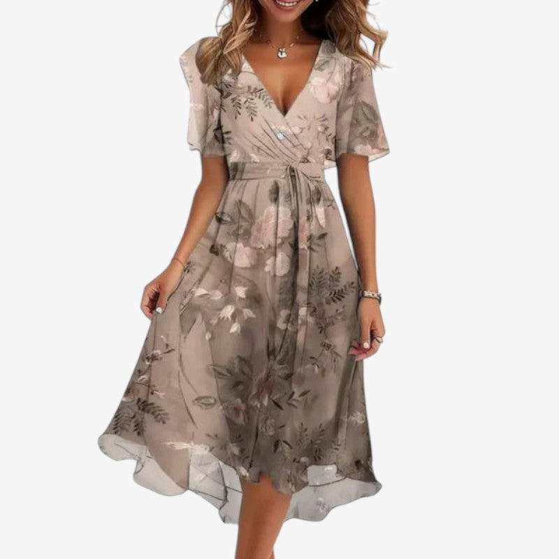 Women's V-Neck Printed Dress
