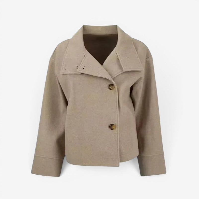 Womens Button Front Stand Collar Coat