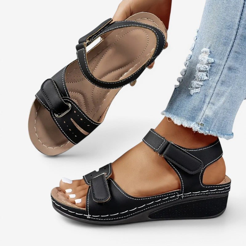 Wedge Sandals with Velcro Strap for Women