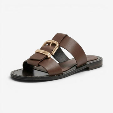 Women's Flat Sandals with Buckle And Open Toe Design