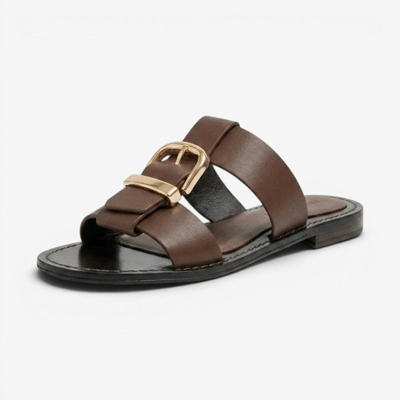 Women's Flat Sandals with Buckle And Open Toe Design