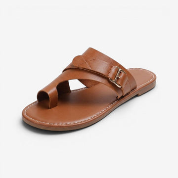 Women's Flat Sandals with Adjustable Buckle and Non Slip Sole