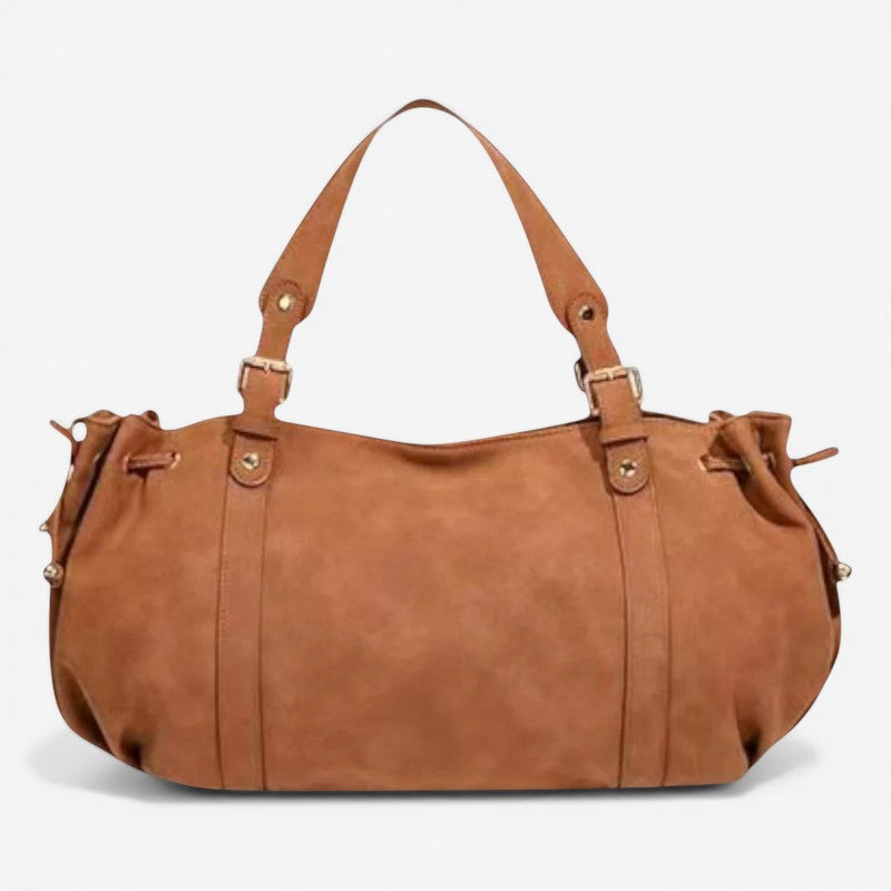 Suede Large Zip Shoulder Handbag