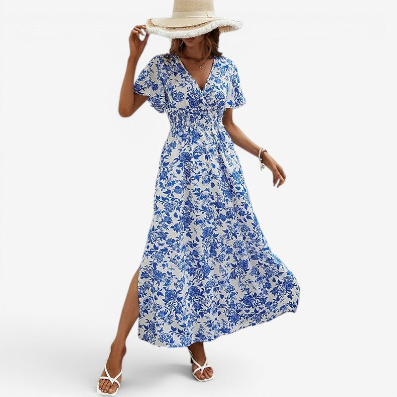 Women’s Printed V-Neck Maxi Dress