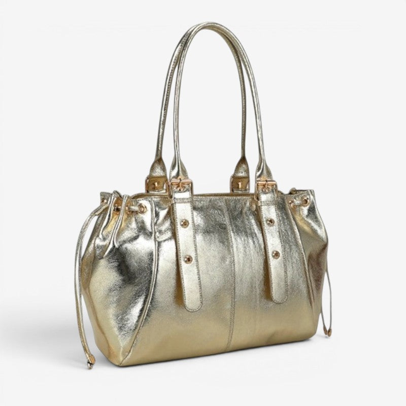 Women's Shoulder Bag with Adjustable Strap and Multi Zip Compartments